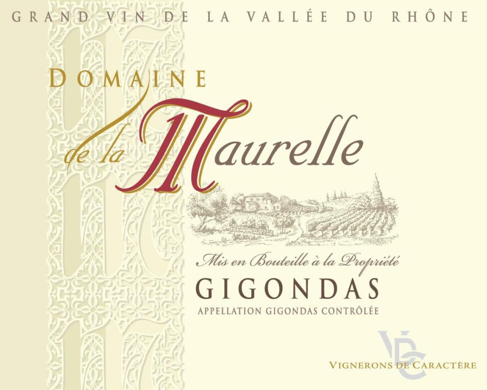Vigerons de Caractere Gigondas Domaine de la Maurelle 2012 Front Label