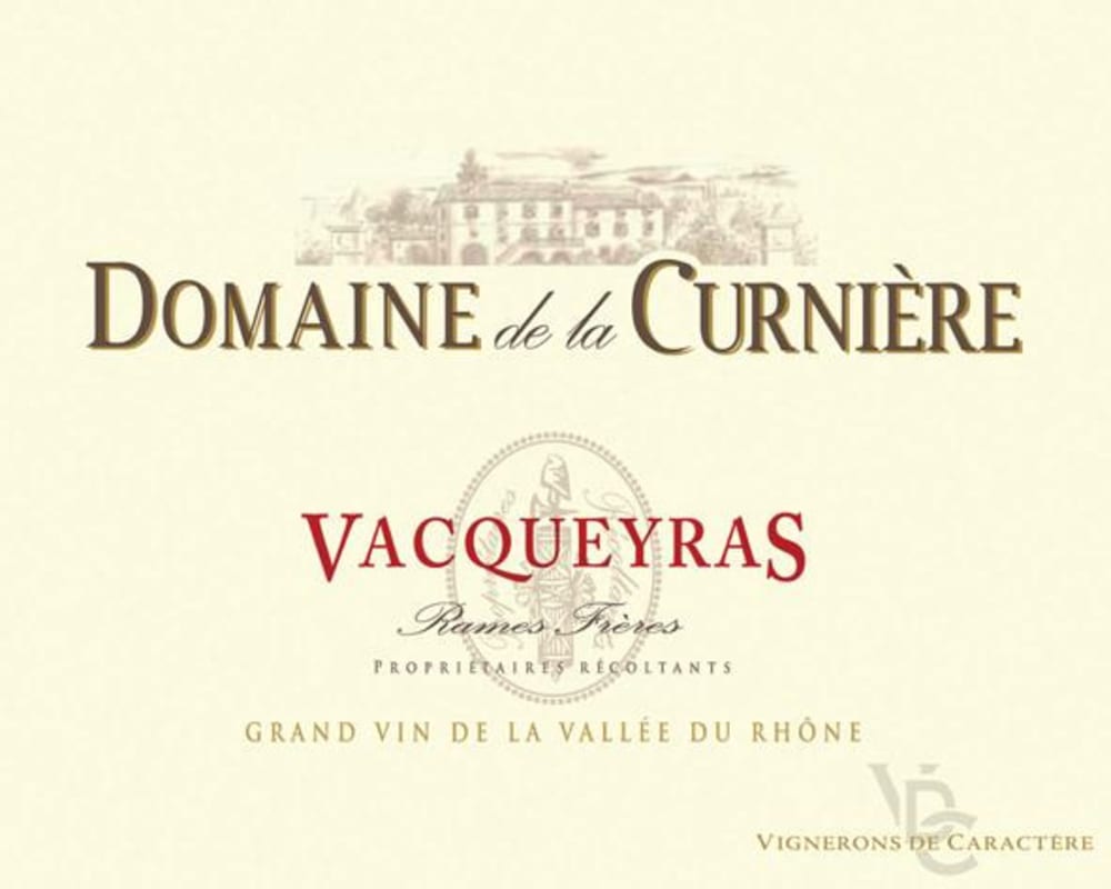 Vigerons de Caractere Vacqueyras Domaine de la Curniere 2012 Front Label