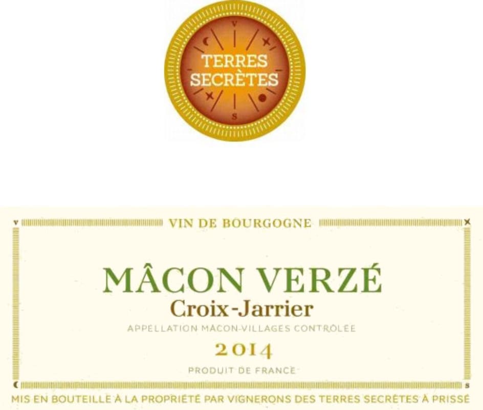 Vignerons des Terres Secretes Macon Verze Croix Jarrier 2014 Front Label