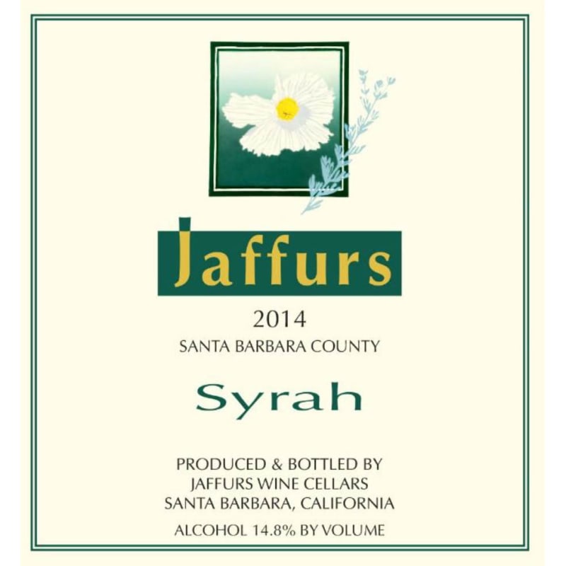 Jaffurs Santa Barbara County Syrah 2014 Front Label