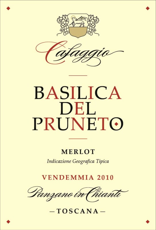 Cafaggio Toscana Basilica del Pruneto Merlot 2010 Front Label