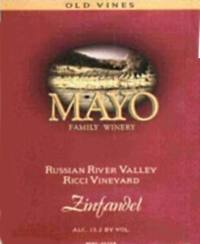 Mayo Family Ricci Vineyard Old Vines Zinfandel 2012 Front Label