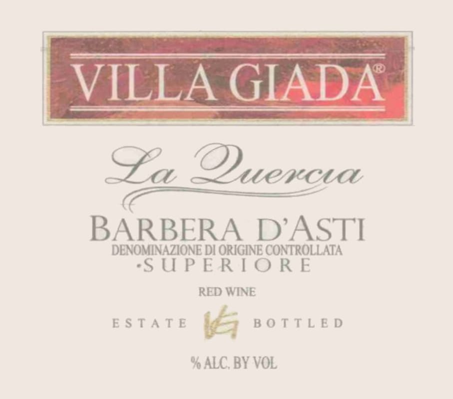 Villa Giada La Quercia Barbera d'Asti Superiore 2000 Front Label