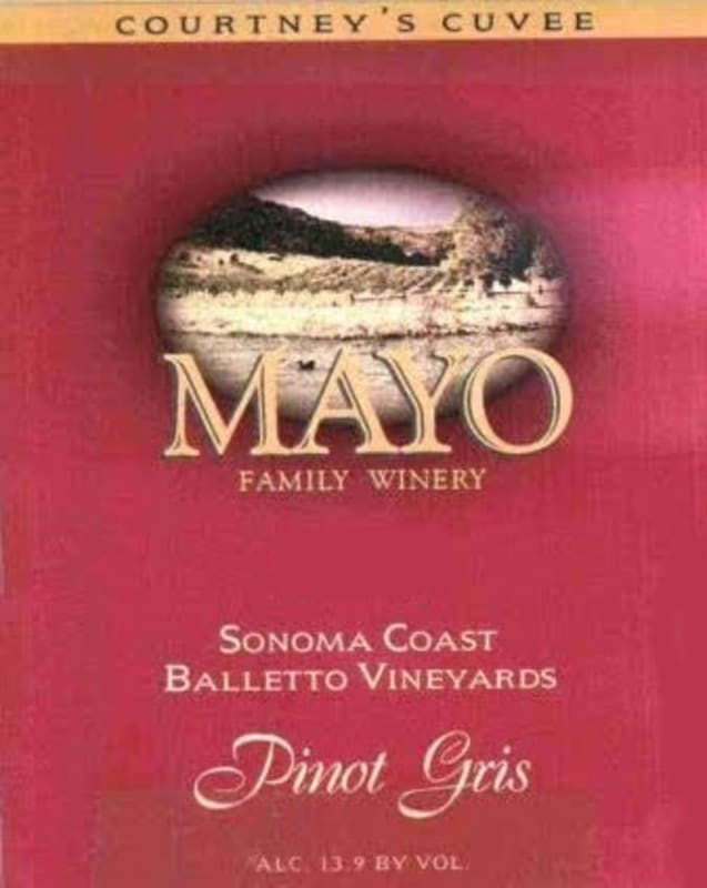 Mayo Family Courtney's Cuvee Balletto Vineyard Pinot Gris 2013 Front Label