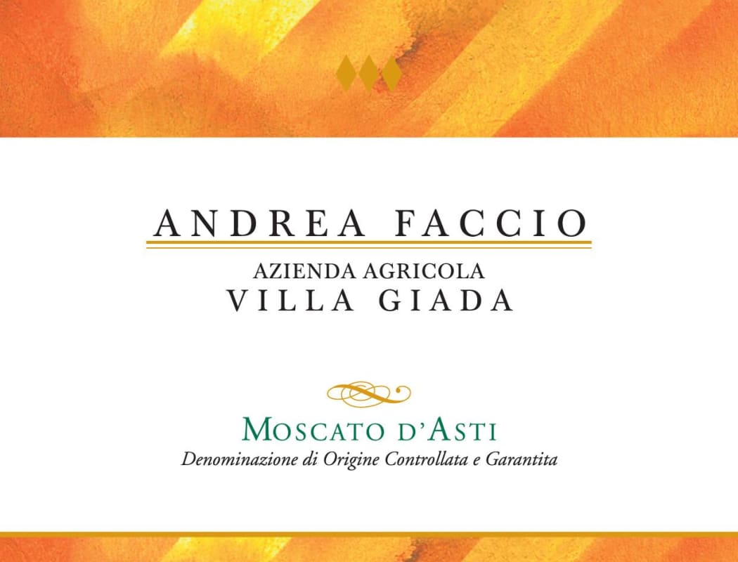 Villa Giada Andrea Faccio Ceirole Moscato d'Asti 2012 Front Label