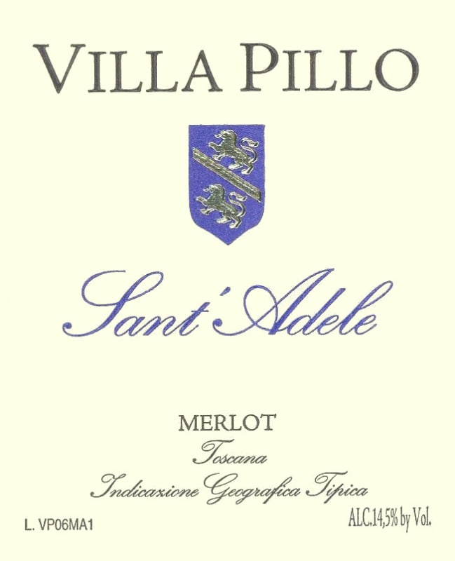 Villa Pillo Toscana Sant Adele Merlot 2012 Front Label