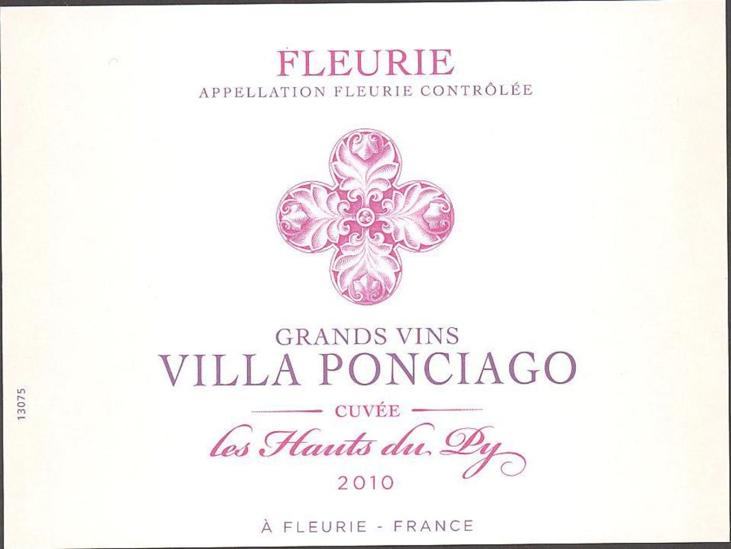 Villa Ponciago Fleurie les Hauts du Py 2010 Front Label