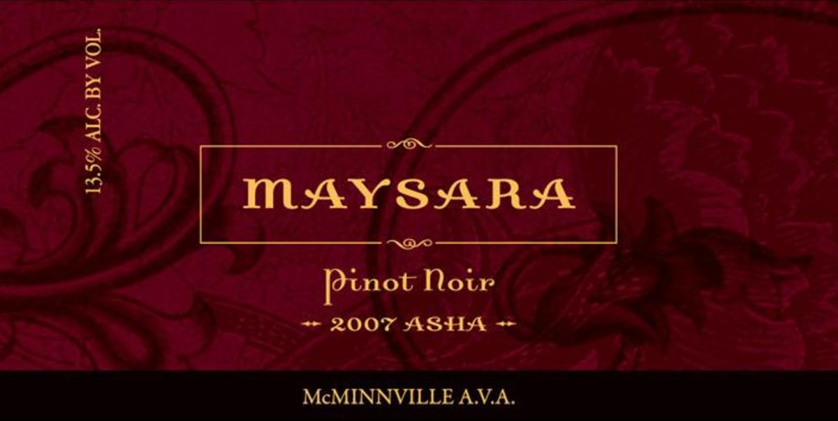 Maysara Asha Pinot Noir 2007 Front Label