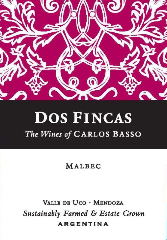 Vina Amalia Carlos Basso Dos Fincas Malbec 2014 Front Label