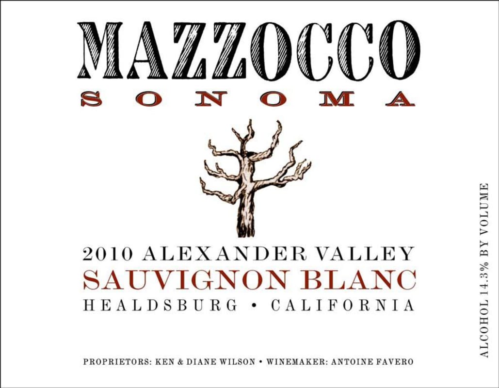 Mazzocco Sauvignon Blanc 2010 Front Label