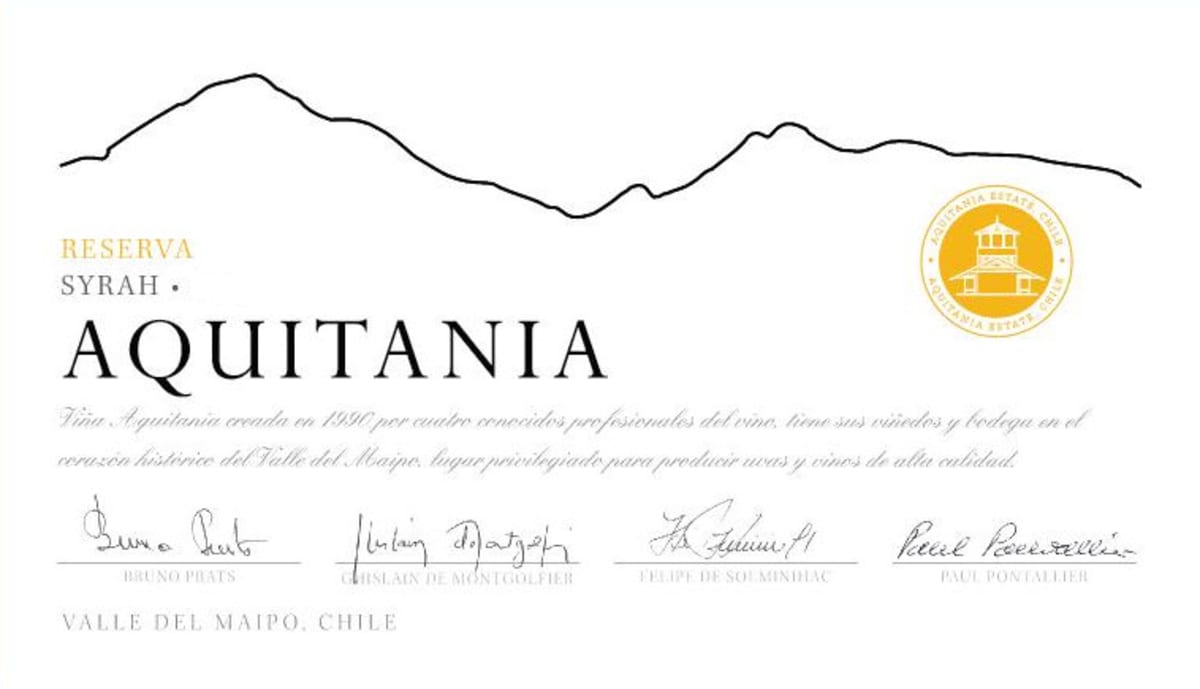 Aquitania Reserva Syrah 2015 Front Label