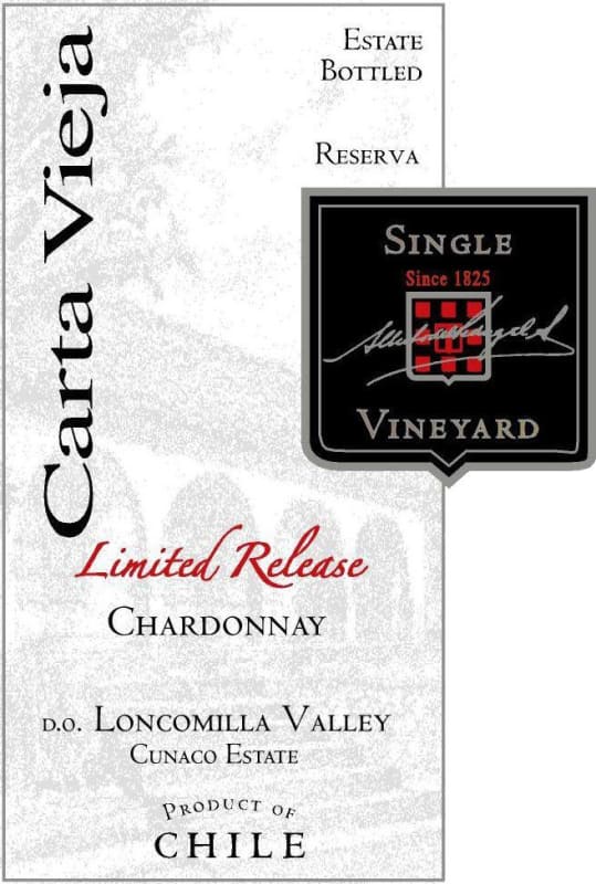 Carta Vieja Limited Release Single Vineyard Chardonnay 2015 Front Label