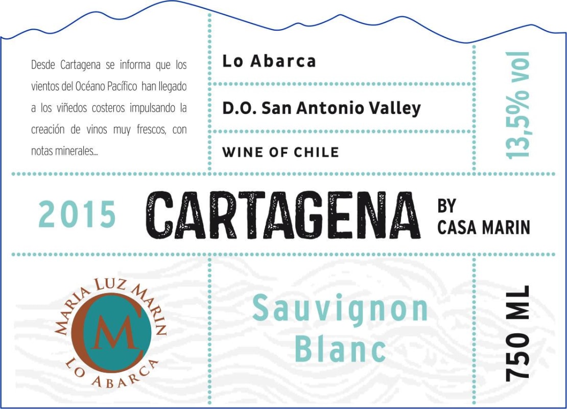 Casa Marin Cartagena Sauvignon Blanc 2015 Front Label