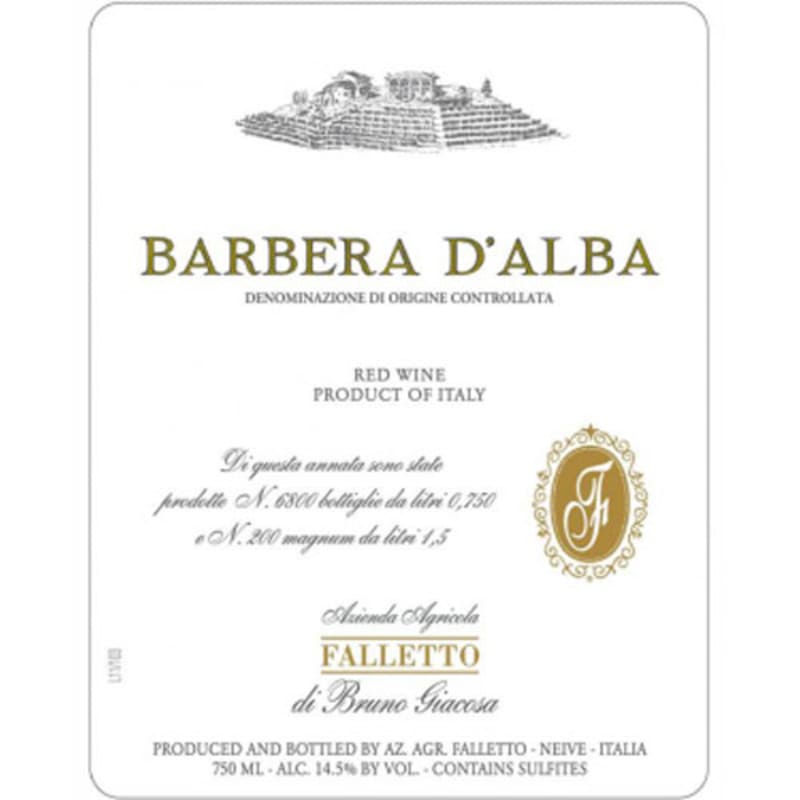 Bruno Giacosa Falletto Barbera d'Alba 2014 Front Label