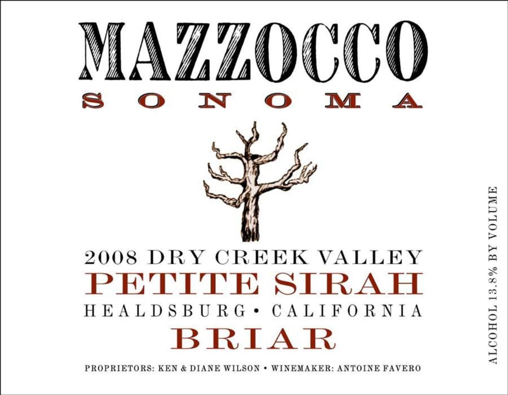 Mazzocco Briar Petite Sirah 2008 Front Label