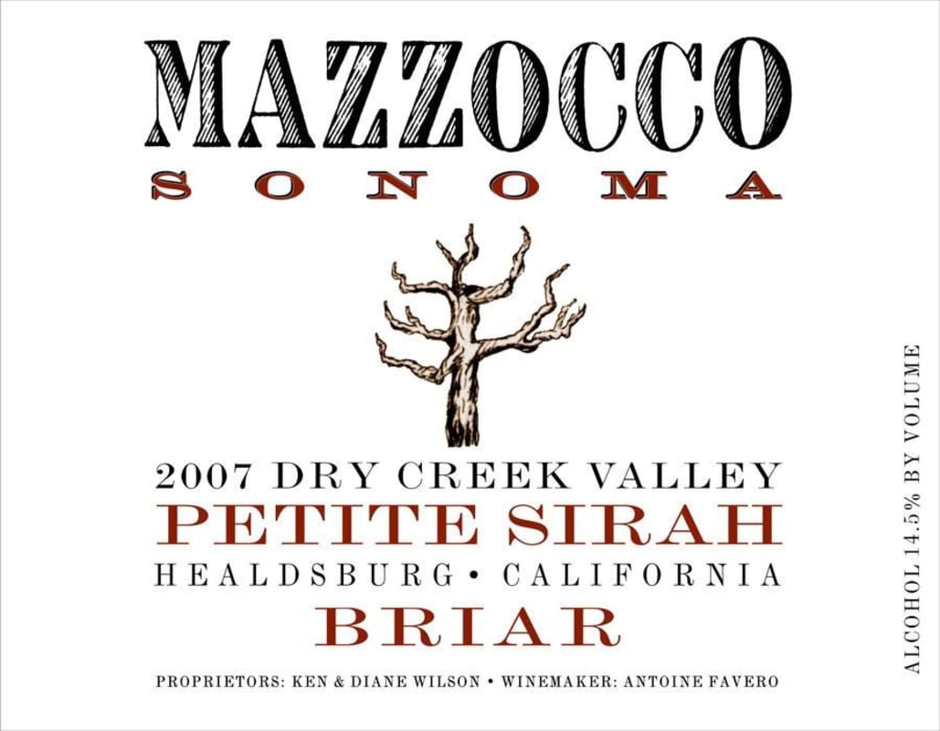 Mazzocco Briar Petite Sirah 2007 Front Label