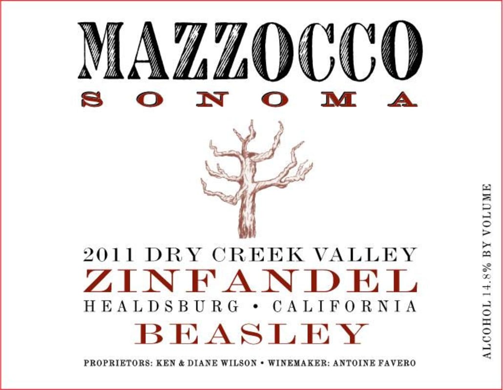 Mazzocco Beasley Zinfandel 2011 Front Label
