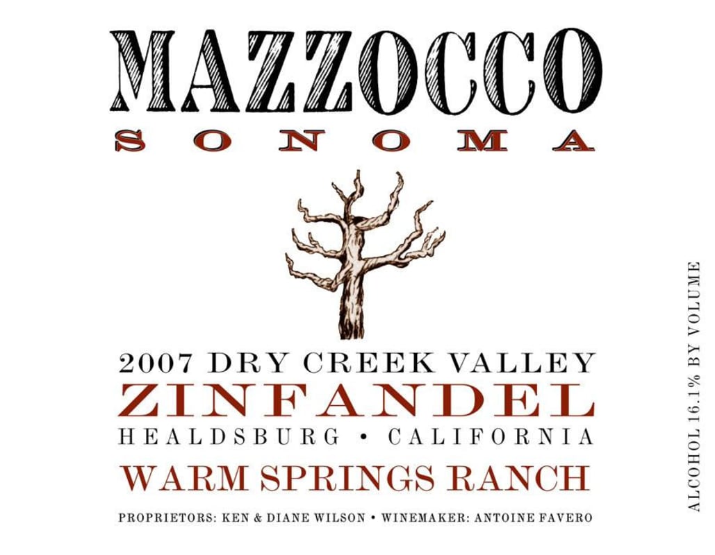 Mazzocco Warm Springs Ranch Zinfandel 2007 Front Label