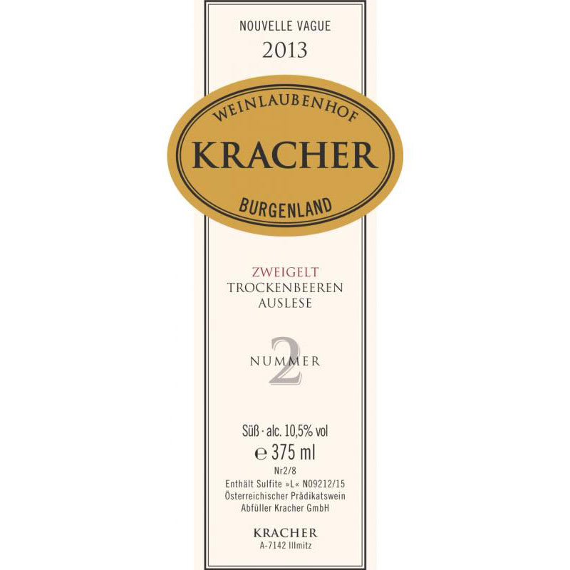 Kracher Zweigelt TBA Nouvelle Vague No. 2 (375ML half-bottle) 2013 Front Label