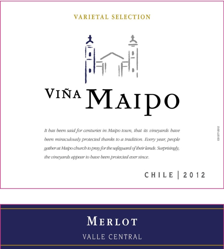 Vina Maipo Merlot 2012 Front Label