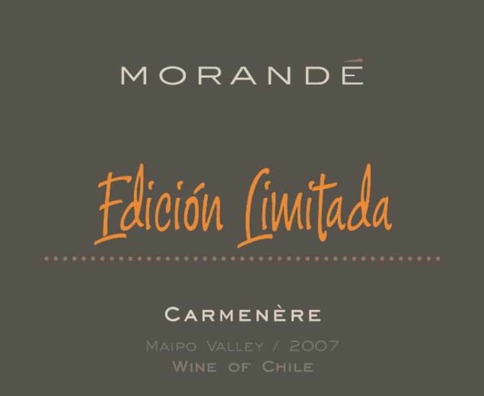 Morande Edicion Limitada Carmenere 2007 Front Label