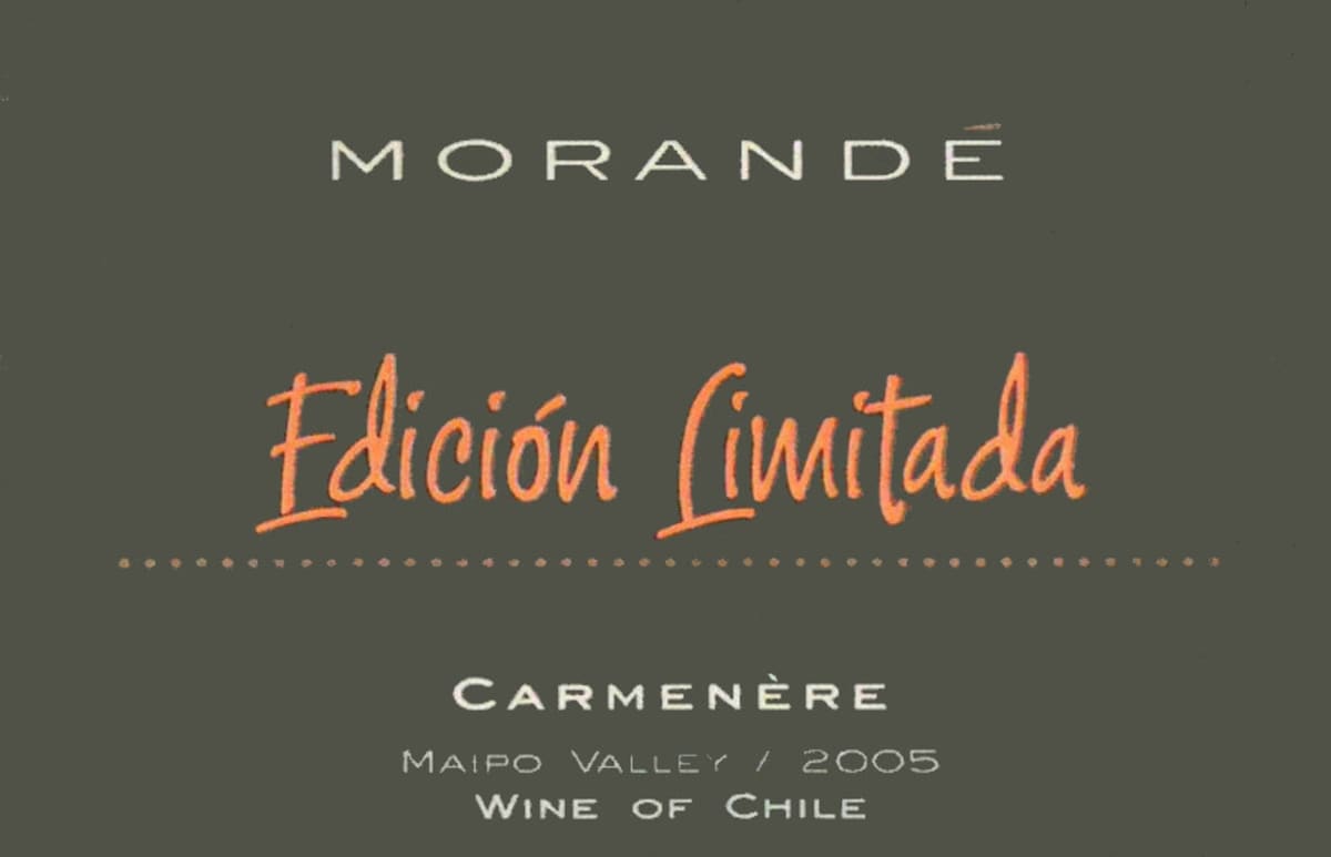 Morande Edicion Limitada Carmenere 2005 Front Label