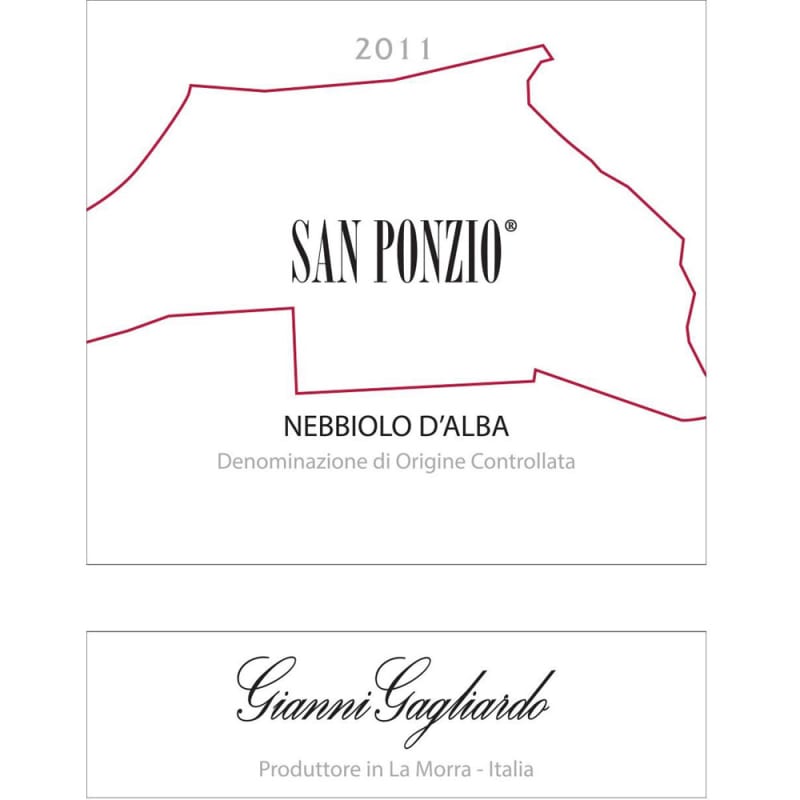 Gianni Gagliardo San Ponzio Nebbiolo d'Alba 2011 Front Label