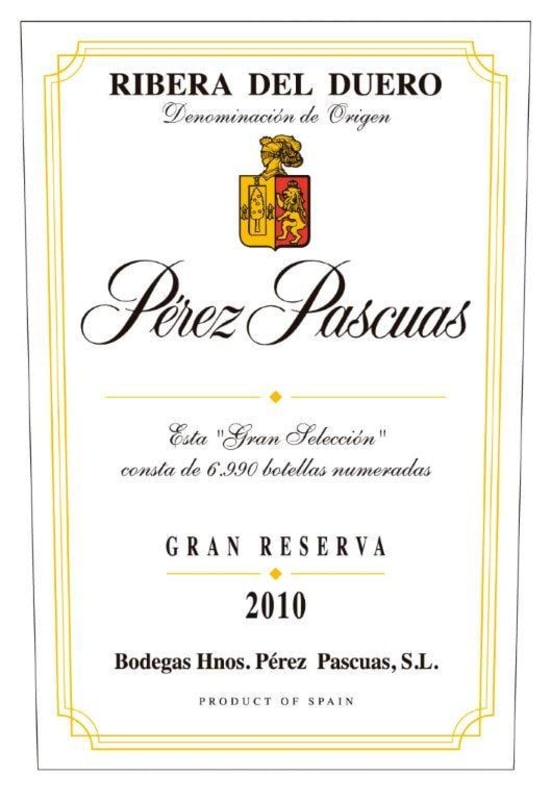Perez Pascuas Perez Pascuas Gran Reserva Seleccion 2010 Front Label