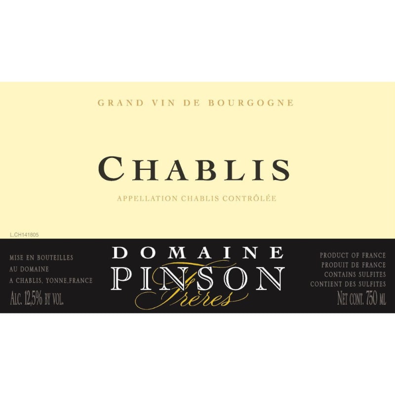 Domaine Pinson Freres Chablis 2015 Front Label