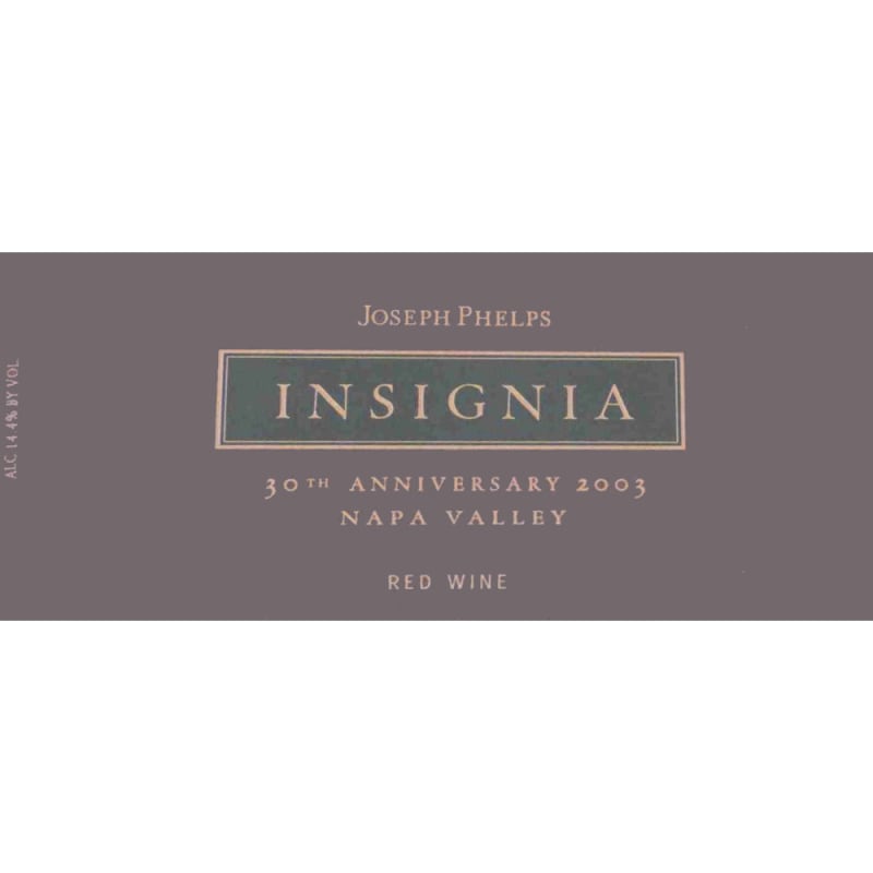 Joseph Phelps Insignia (3 Liter- autographed) 2003 Front Label
