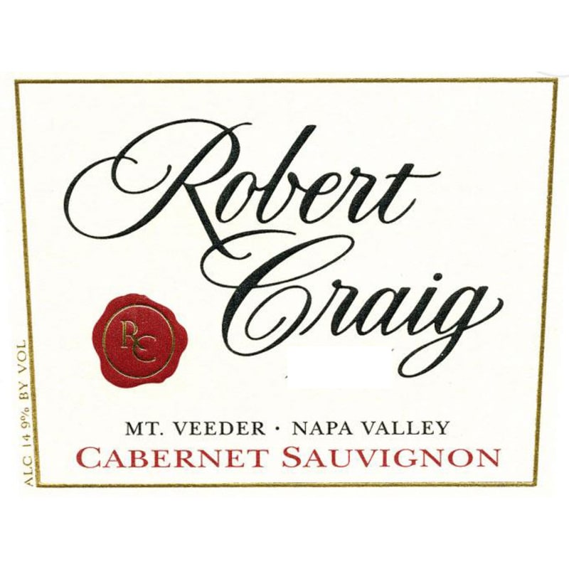 Robert Craig Cellars Mt. Veeder Cabernet Sauvignon (stained label) 1996 Front Label