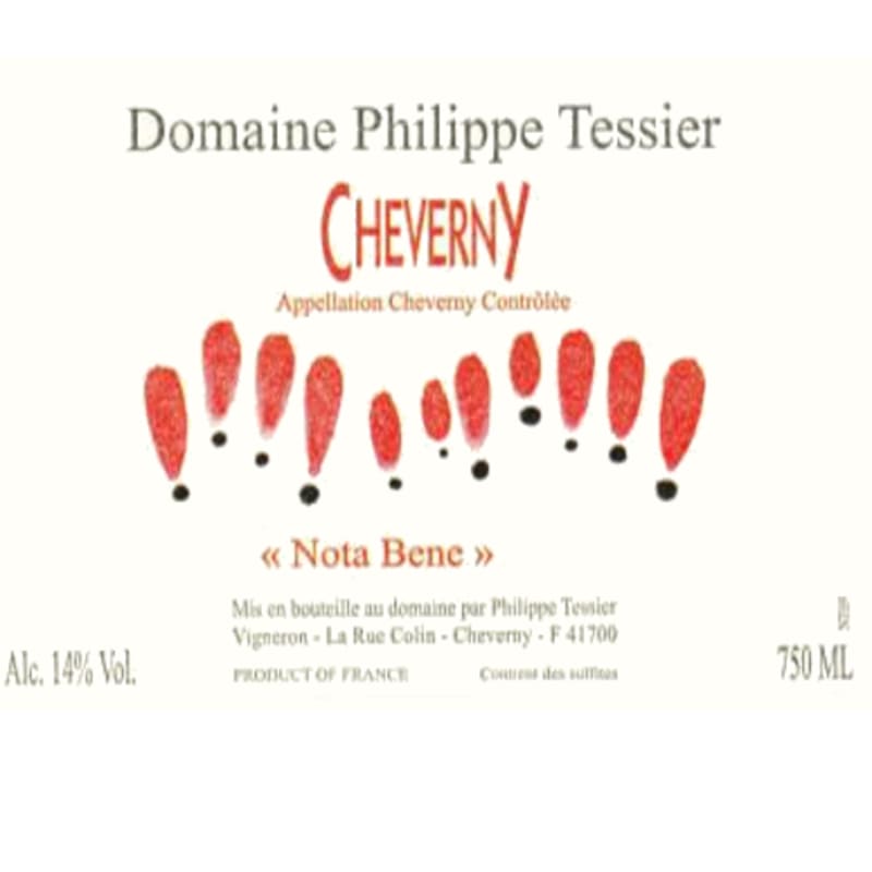 Philippe Tessier Cheverny Rouge Nota Bene 2014 Front Label