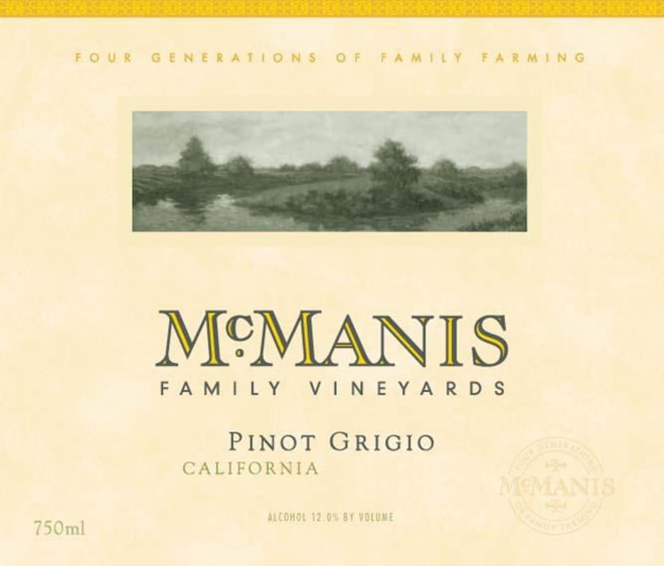 McManis Family Vineyards Pinot Grigio 2011 Front Label