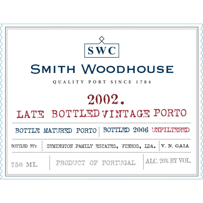 Smith Woodhouse Late Bottled Vintage Port 2002 Front Label