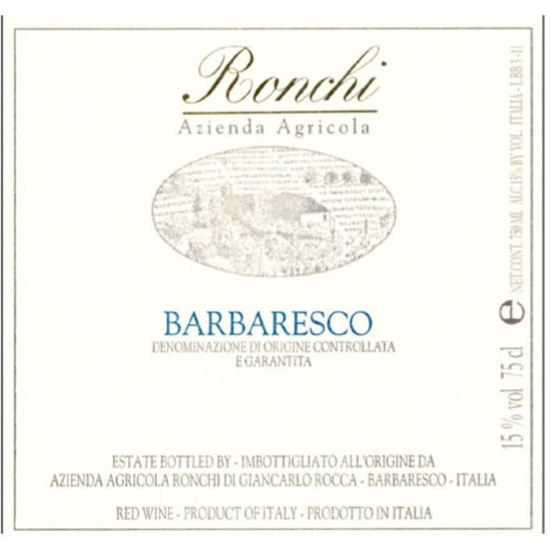 Ronchi Barbaresco 2012 Front Label