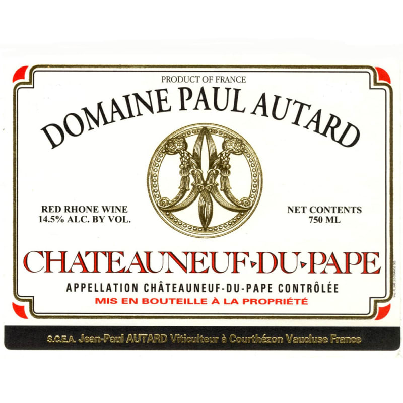 Domaine Paul Autard Chateauneuf-du-Pape 2013 Front Label