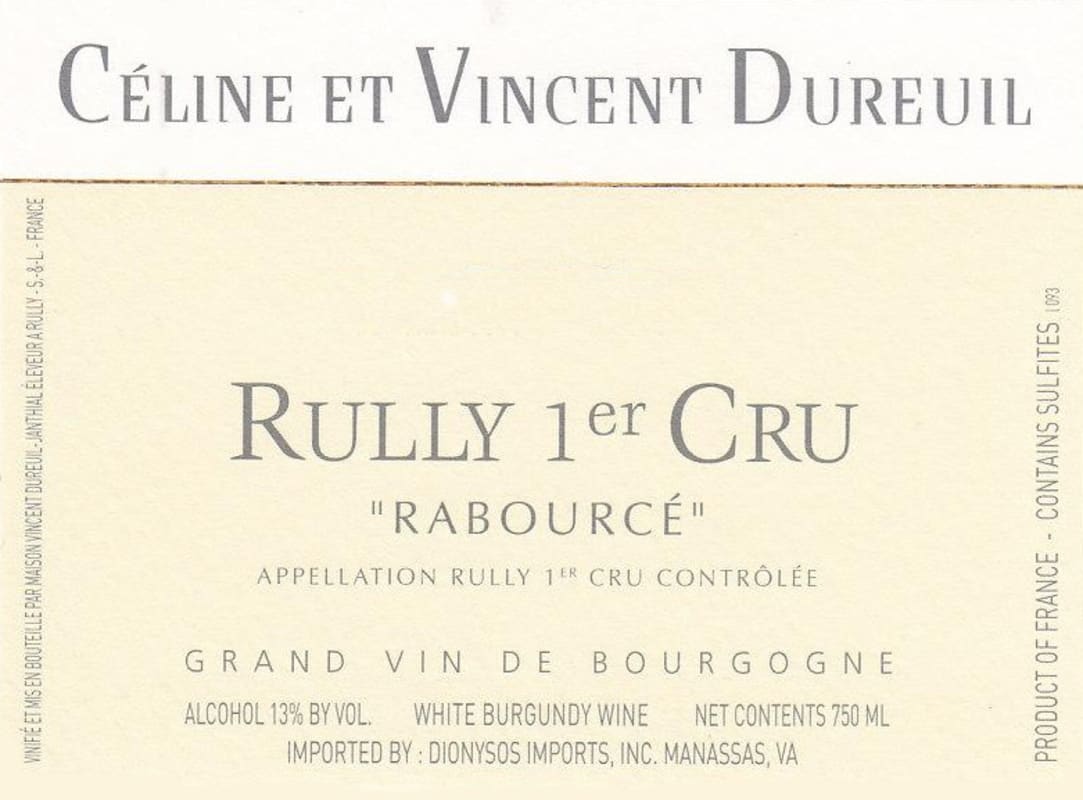 Dureuil-Janthial Rully Rabource Premier Cru 2013 Front Label