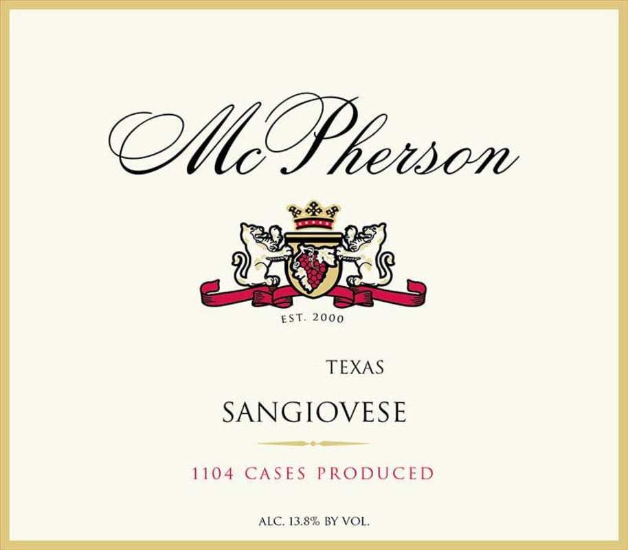 McPherson Sangiovese 2014 Front Label