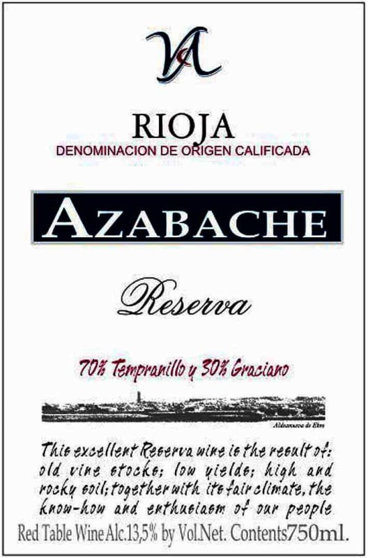 Bodegas Vinedos de Aldeanueva Rioja Reserva Tempranillo Graciano 2004 Front Label