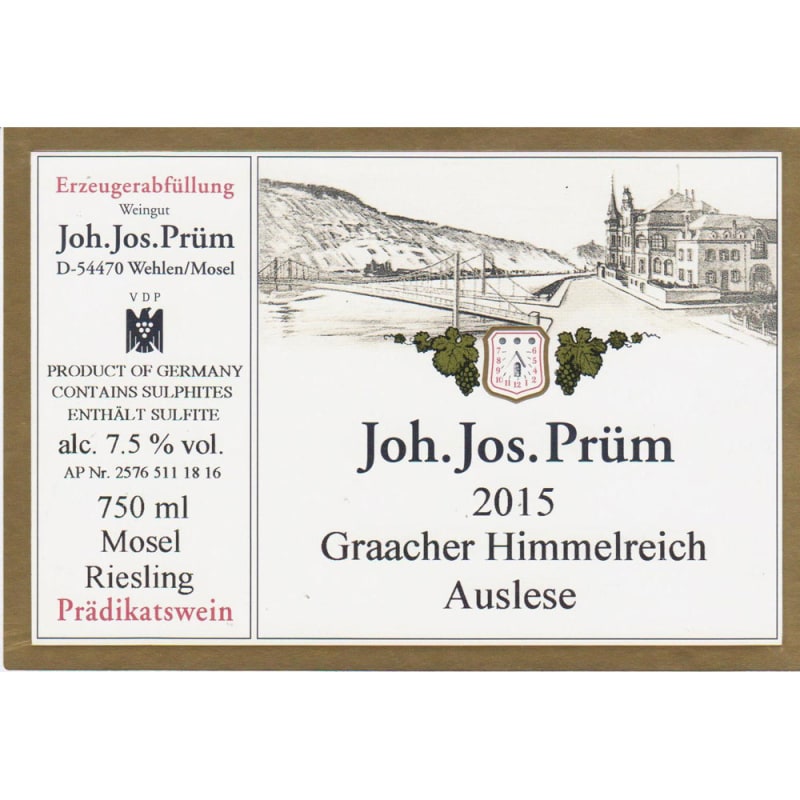 Joh. Jos. Prüm Graacher Himmelreich Riesling Auslese 2015 Front Label