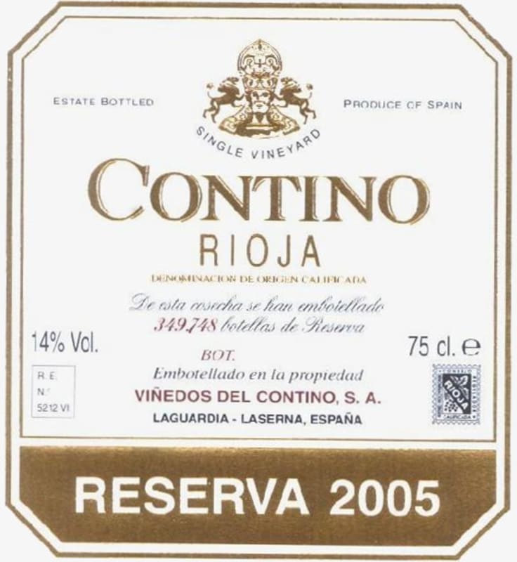 Contino Rioja Reserva 2005 Front Label