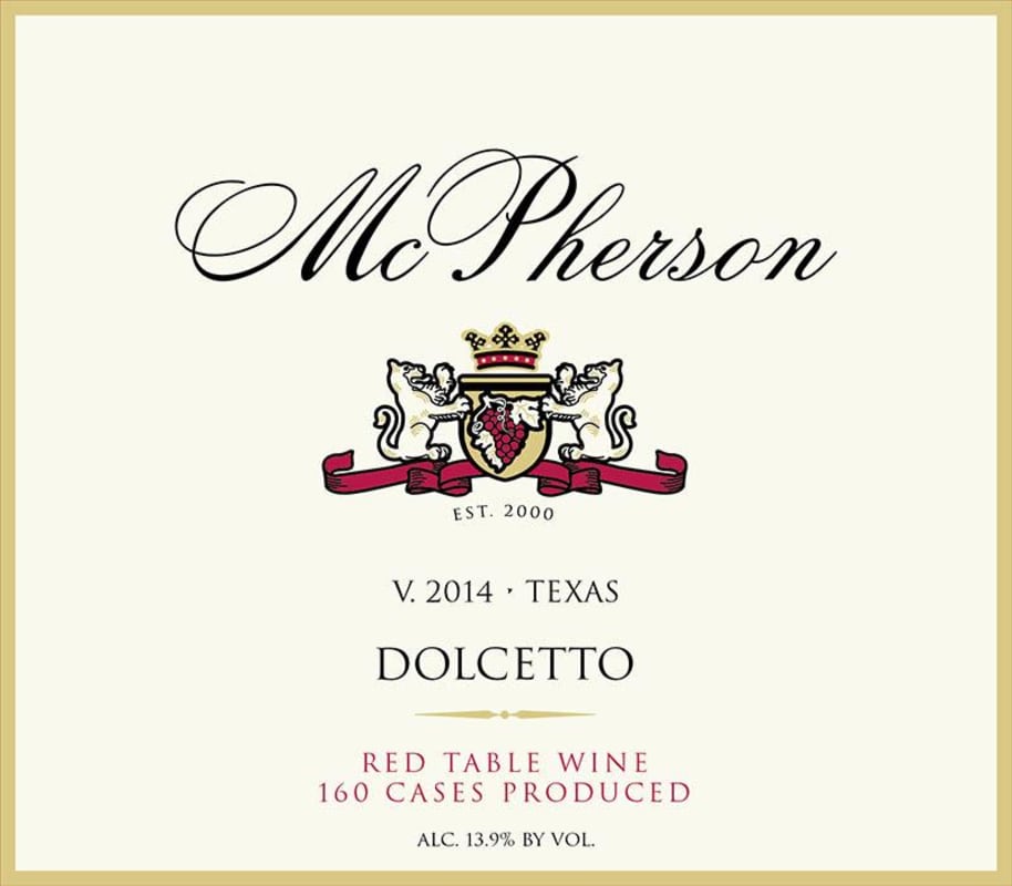 McPherson Dolcetto 2014 Front Label