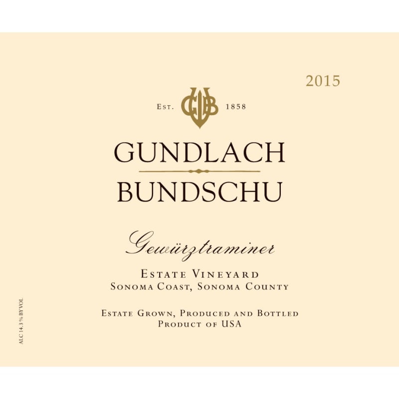 Gundlach Bundschu Gewurztraminer 2015 Front Label