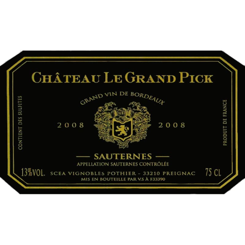Chateau Le Grand Pick Sauternes 2008 Front Label