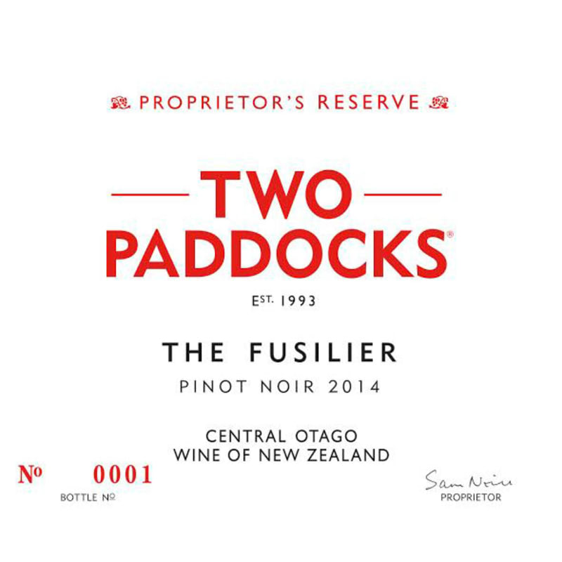 Two Paddocks Fusilier Pinot Noir 2014 Front Label