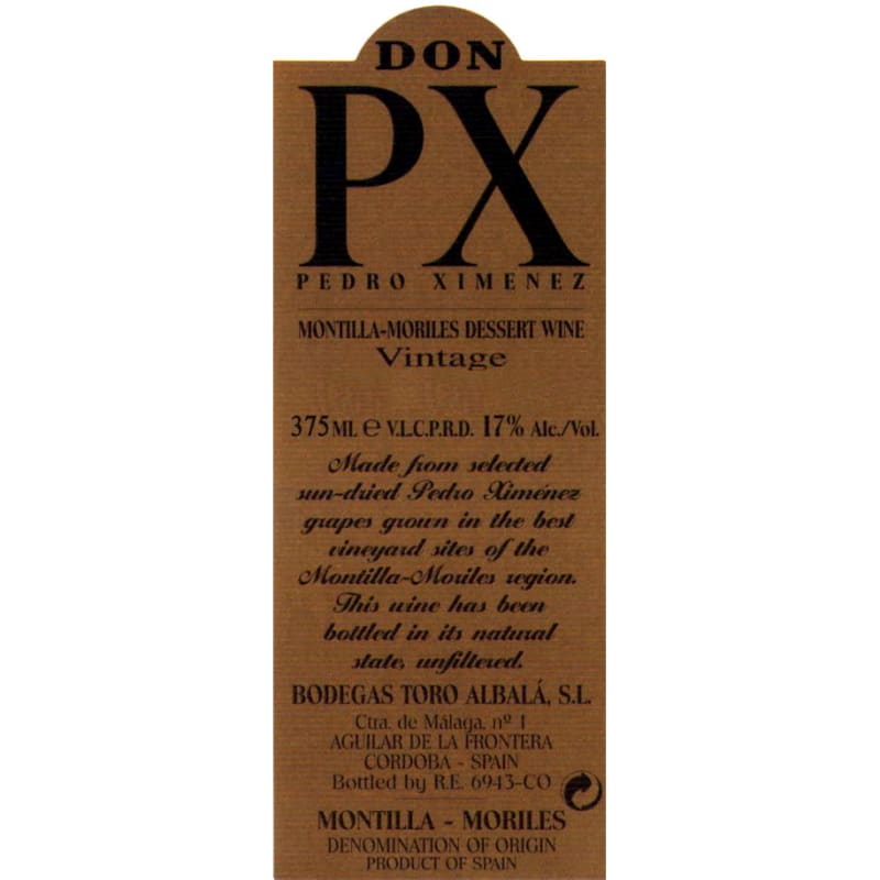Toro Albala Don PX (375ML half-bottle) 2014 Front Label