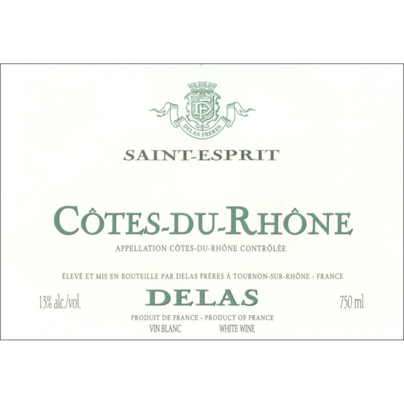 Delas Cote du Rhone St. Esprit Blanc 2015 Front Label