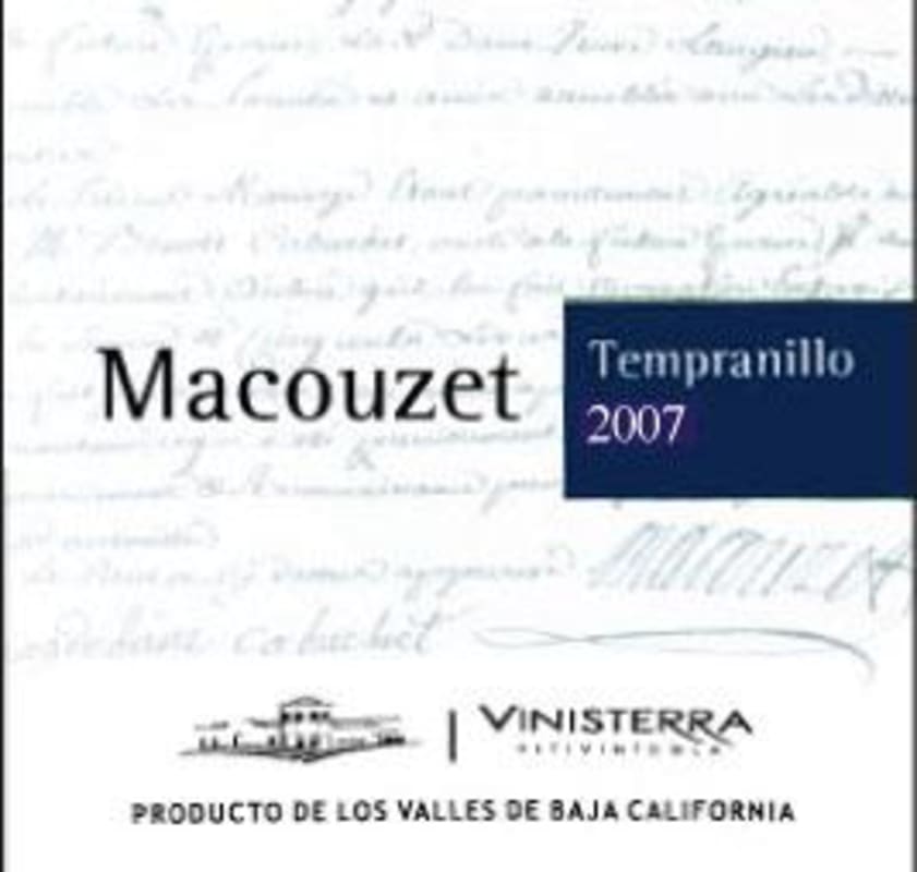 Vinisterra Macouzet Tempranillo 2007 Front Label
