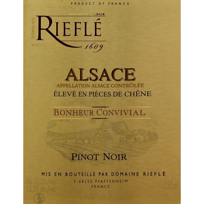 Domaine Riefle Pinot Noir 2015 Front Label
