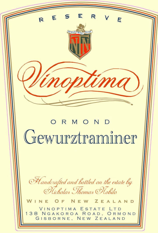 Vinoptima Omond Late Harvest Gewurztraminer 2007 Front Label